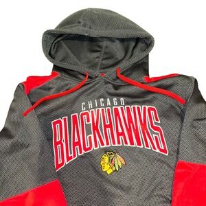 Chicago Blackhawks NHL Hoodie Sweatshirt Red Gray Mens Medium Pullover